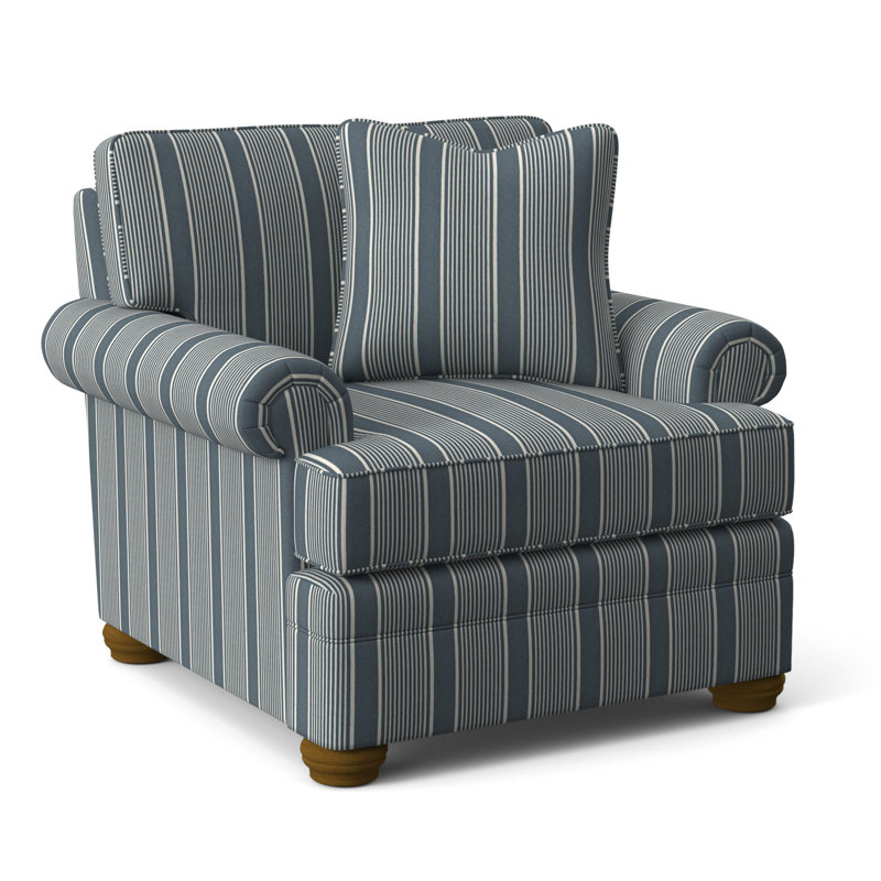 Kensington Armchair, Taupe Plaid; 0126-73, Havana Finish