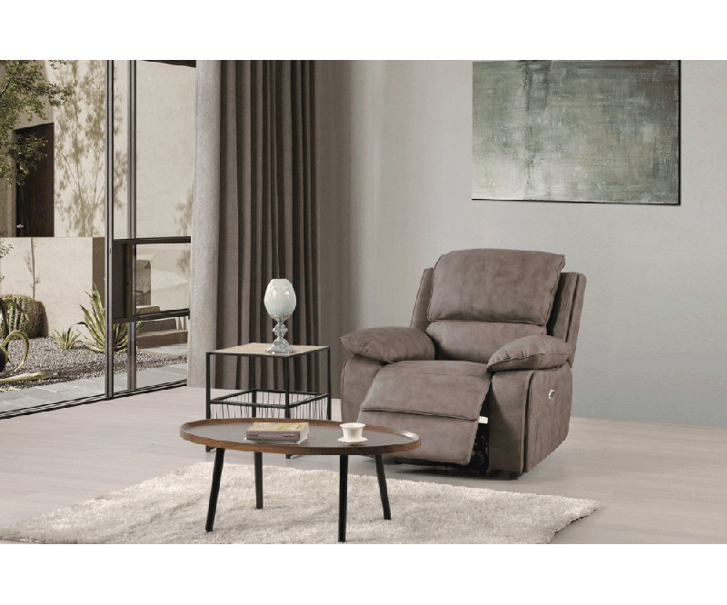 Maple Suede Fabric Electric Recliner Armchair, Brown