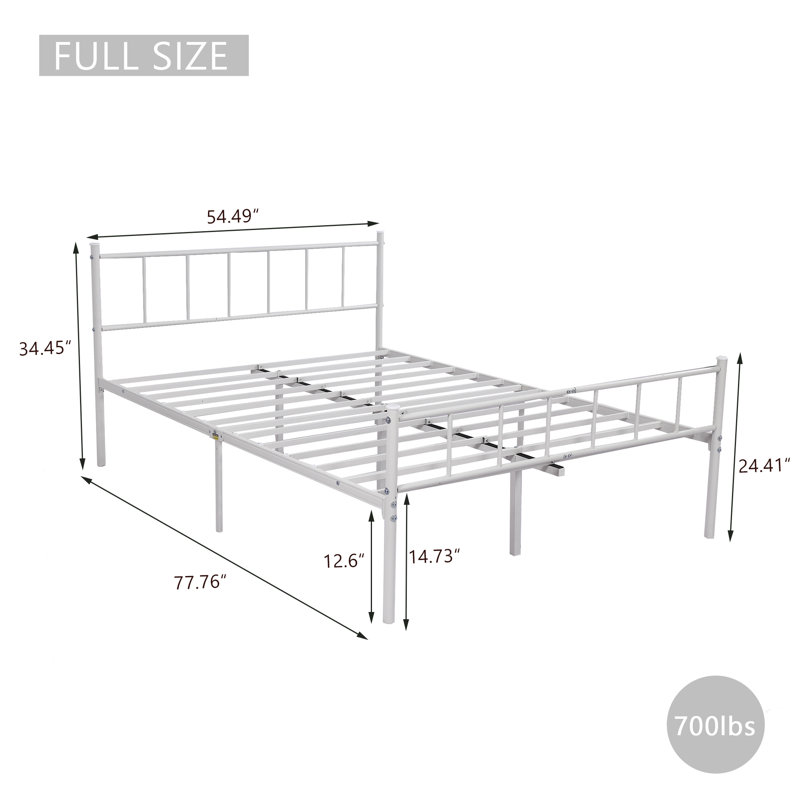 Metal Bed, Full, White