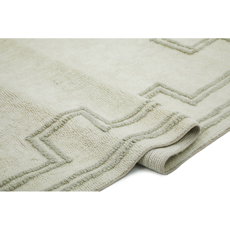 Tapis d'intérieur en laine tissé à la main Border, Rectangulaire 3 pi x 5 pi