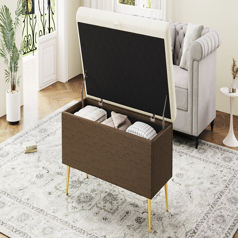 Banc de rangement avec repose-pieds Modern, Beige