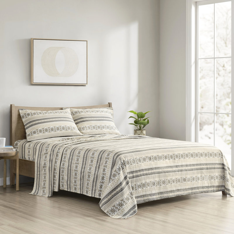 Drap en flanelle 100% coton à imprimé grand - confortable et pour un repos paisible, plusieurs impressions au choix, comprend un drap plat, un matelas ajusté de 14 po, 2 taies d'oreiller, lavable à la machine, doux et ultra-confortable