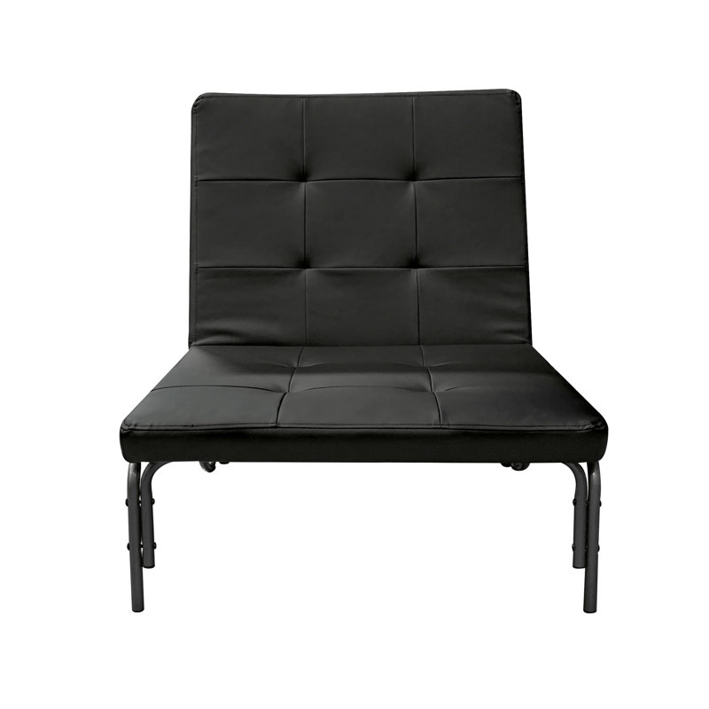 Fauteuil de futon noir réglable qui peut être transformé en lit pliable, sièges rembourrés en polyuréthane, structure en métal et roulettes, capacité de charge de 220 lb, l 37 po x P 28 po, mode lit H 75 po x l 11 po