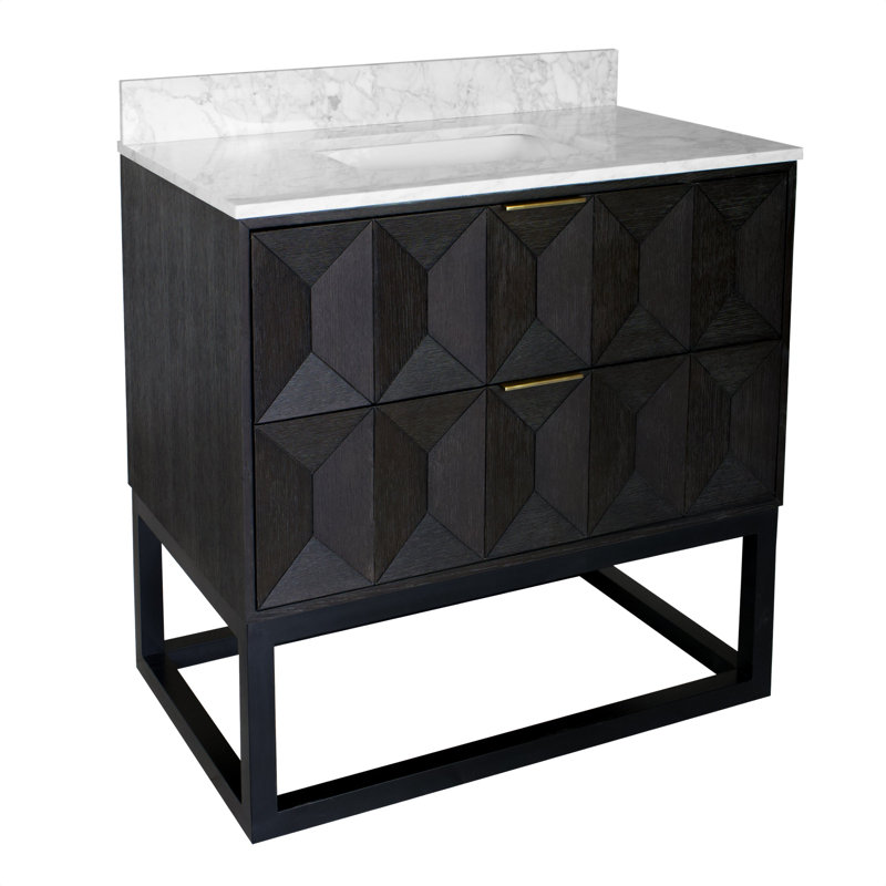 Ensemble de meuble-lavabo simple 36 po Carlet, Chêne foncé