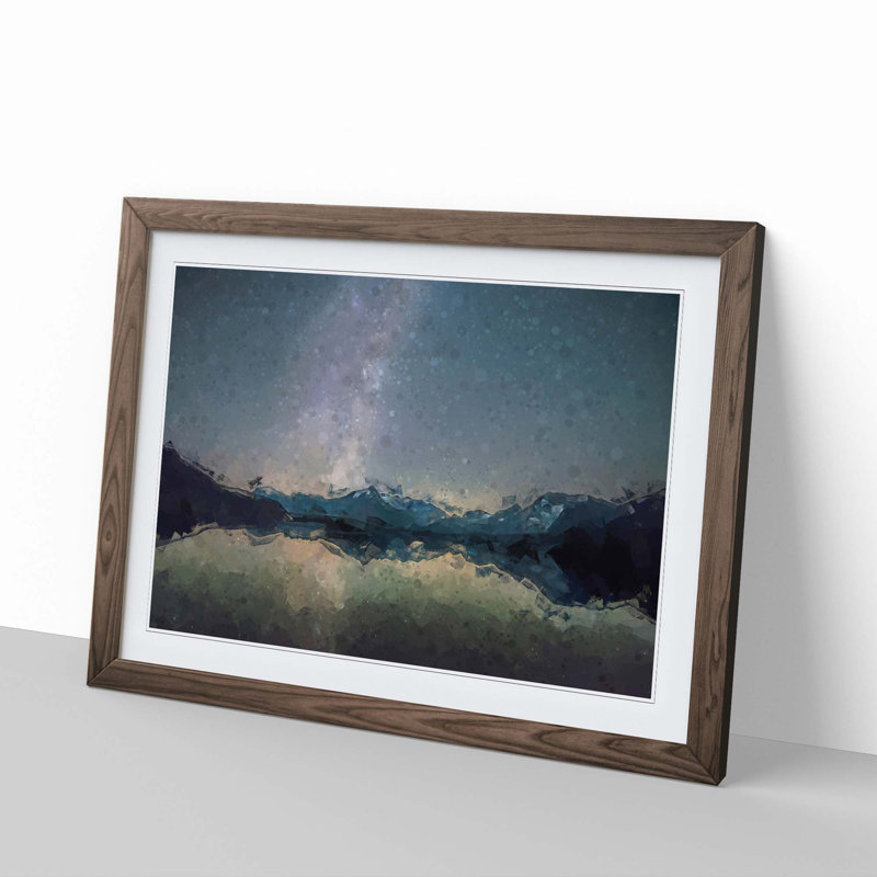 Mountain Star Reflection in Italy in Abstract - Picture Frame Graphic Art Print, 27cm H x 36cm W x 2cm D, Walnut Framed