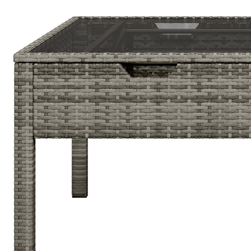  6 Pcs L-Shaped Patio Furniture Set Dining Table And Ottoman All Weather Wicker Outdoor Sectional Sofa Conversation Set