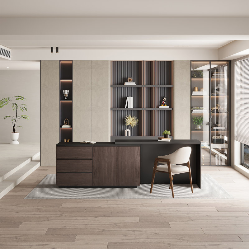 Nadra 95'' L-Shaped Extendable Office Desk with Storage