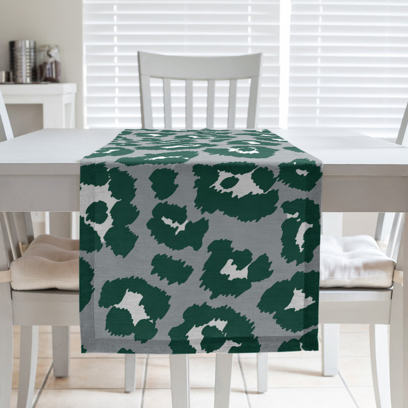 Animal Print Table Runner, 72" x 16", Gray/Green