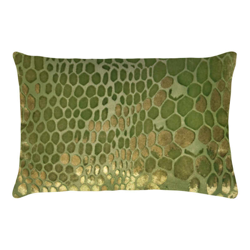 Lumbar Velvet Pillow Cover & Insert, 14"H x 20"W, Grass