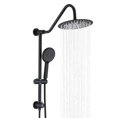 10" Rain Shower Head And Handheld - Matte Black Metal Wall Mounted System With Relaxing Experience
