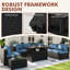 Ensemble de conversation pour patio en osier pour 6 personnes avec coussins, table basse et table de foyer d'extérieur 44 po Caradog-1370517066