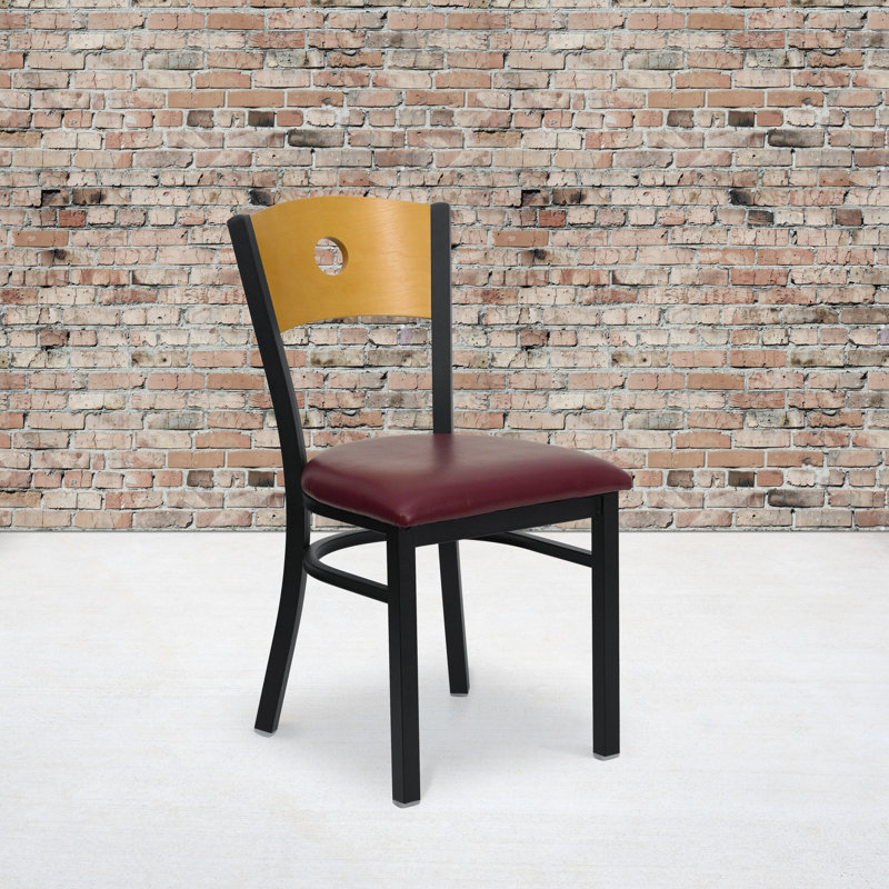 Chaise de restaurant en métal Prompton, Vinyle bourgogne
