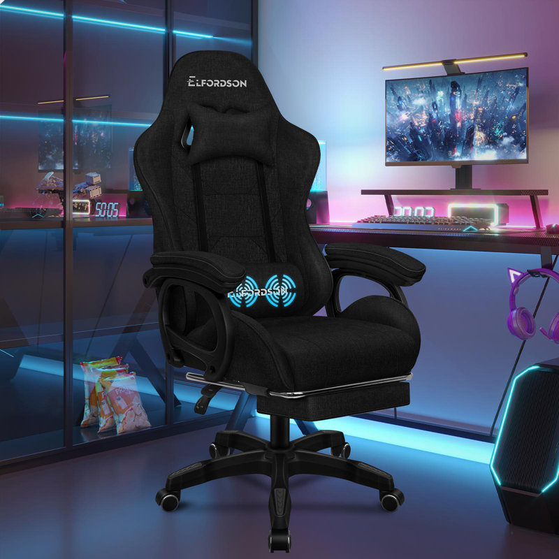 Brayden Studio Gaming Chair with Headrest, Grey