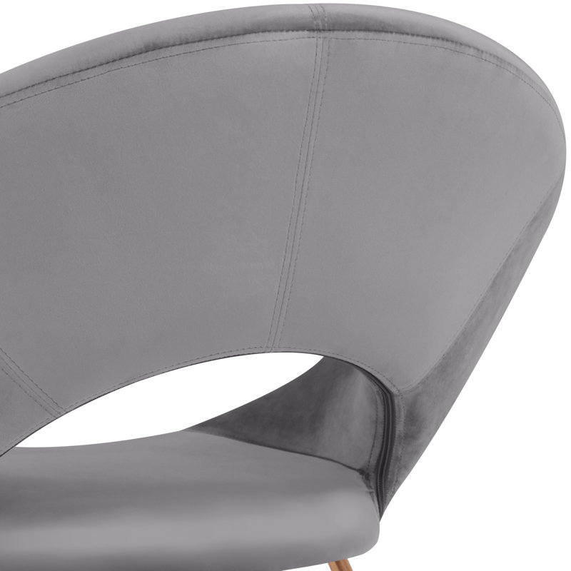Fauteuil d'appoint moderne 28,35 po Vanezza, Velours gris velours, Doré