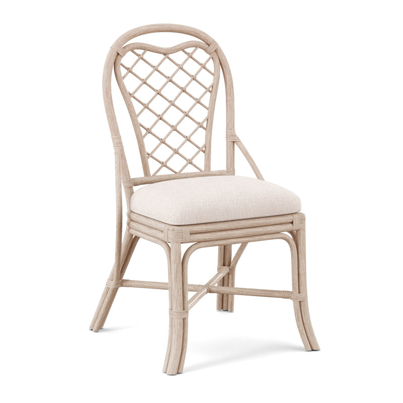 Trellis Back Side Dining Chair, Light Blue Performance Fabric; 0851-55, Bisque