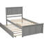 Lit plateforme gris avec lit gigogne maniable - construction portative en bois massif-1632906880