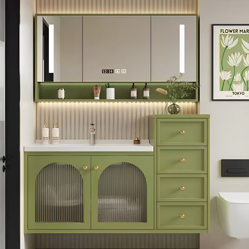 Armoire de salle de bain simple de style français, Vert