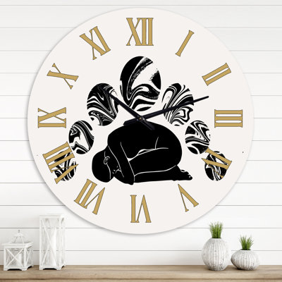 Horloge murale moderne Empowered Cosmic Women Geometric Goddess Series - noir et blanc
