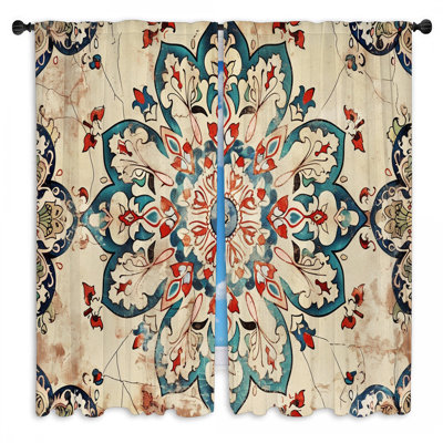 Mandala Window Curtains  Geometric Bohemian Boho Drapes - 2 Panels