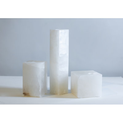 Extra Tall Sq Alabaster T-Lite Candle Holder