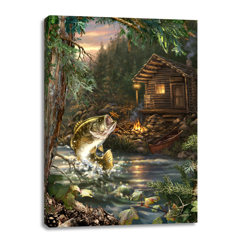 «Gone Fishing», art mural sur toile, H 14 po x l 10 po
