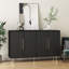 Buffet noir moderne avec rangement, grand buffet cannelé avec tablettes réglables, crédence, console d'appoint-45499047