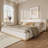 King White Upholstered Bed with Rounded Design & Strong Slatted Frame