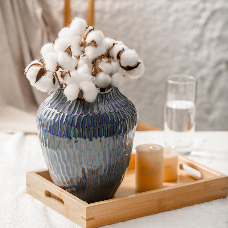 Modern Minimalist Ceramic Vase For Home Decor, Versatile Centerpiece For Flowers, Wedding Gift, Or Office Decoration, Blue