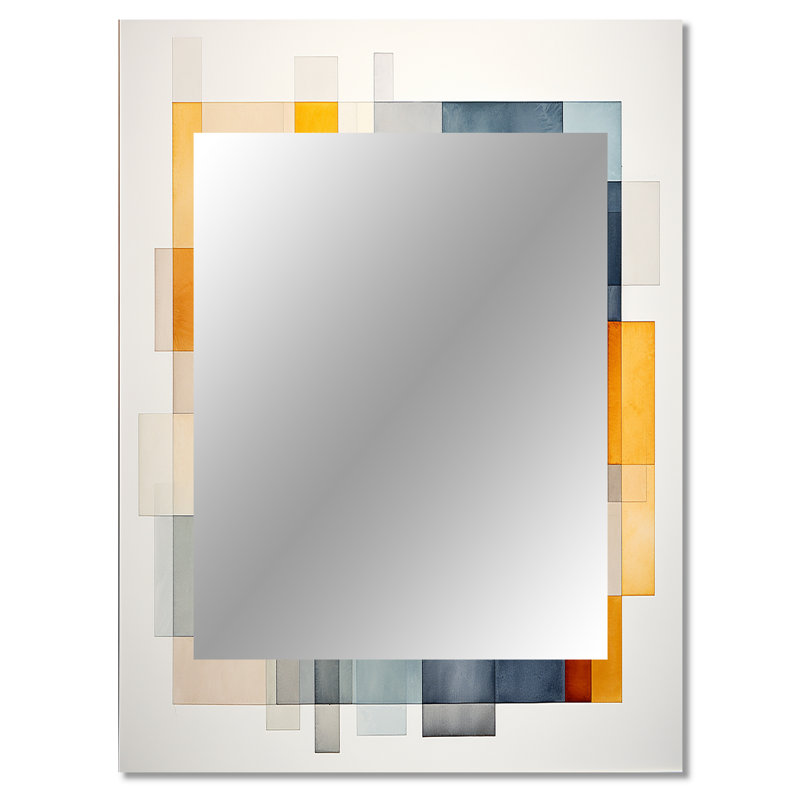 Multicolor cubes patterns IV - Geometric Wall Mirror, Modern Decorative Mirror, Printed Metal Art, 40" x 30"