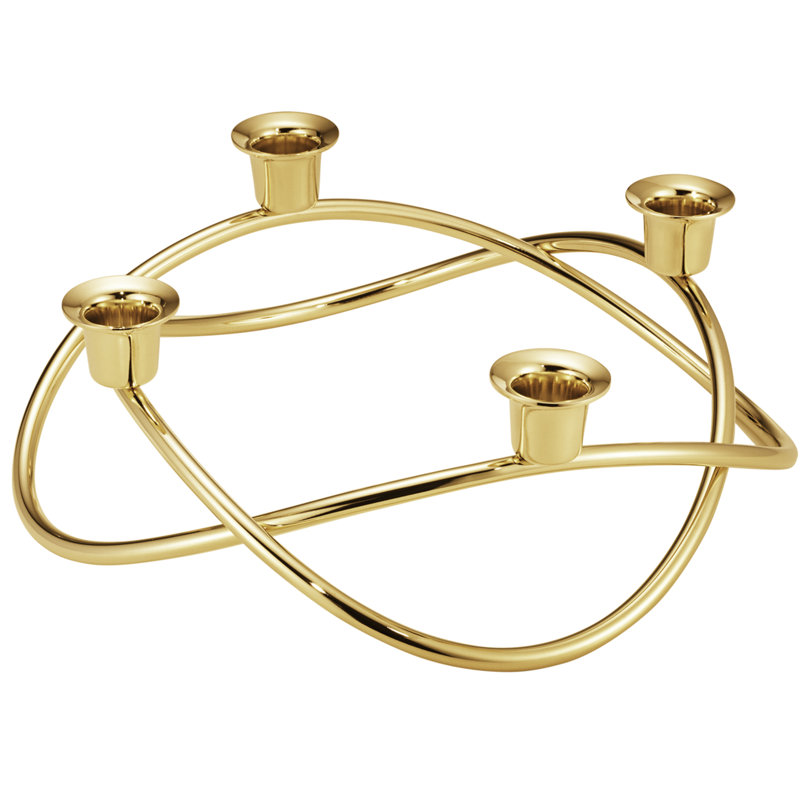 Season 3.54" Stainless Steel Tabletop Candelabra, Gold