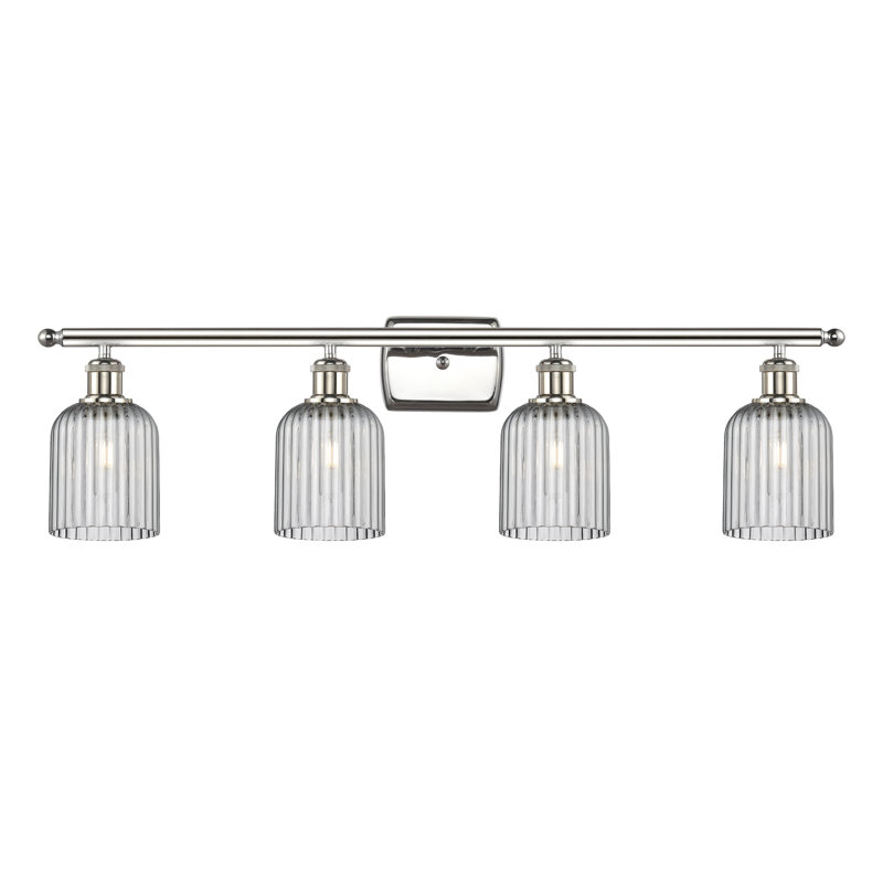 Fiennes 4 - Light Dimmable Vanity Light, Polished Nickel, Clear