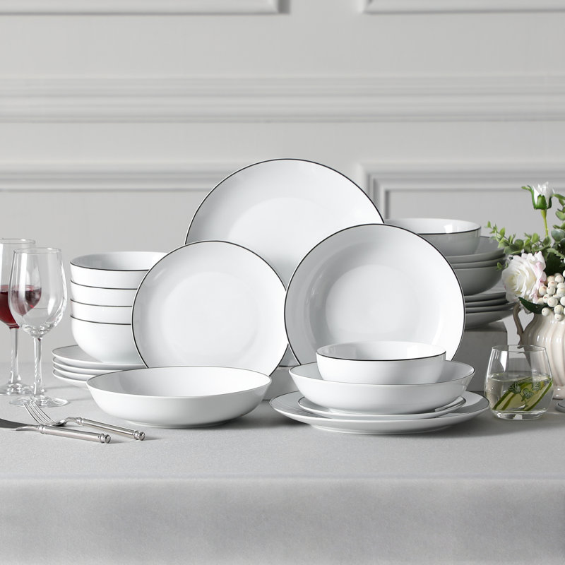 Piece Porcelain China Dinnerware Set - Service for 6