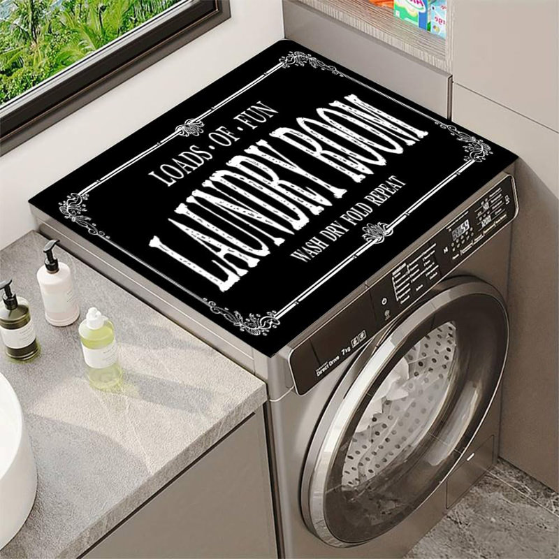 Washer And Dryer Covers,Non-Slip Dryer Top Protector Mat,Dust-Proof Washing Machine Cover, Washer Dryer Top Covers (Black, 23.6" X 19.7")