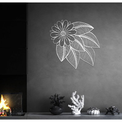 Flower and Leaves Metal Wall Hanging Decor, Floral Metal Wall Art for Home & Office Decor or Gift