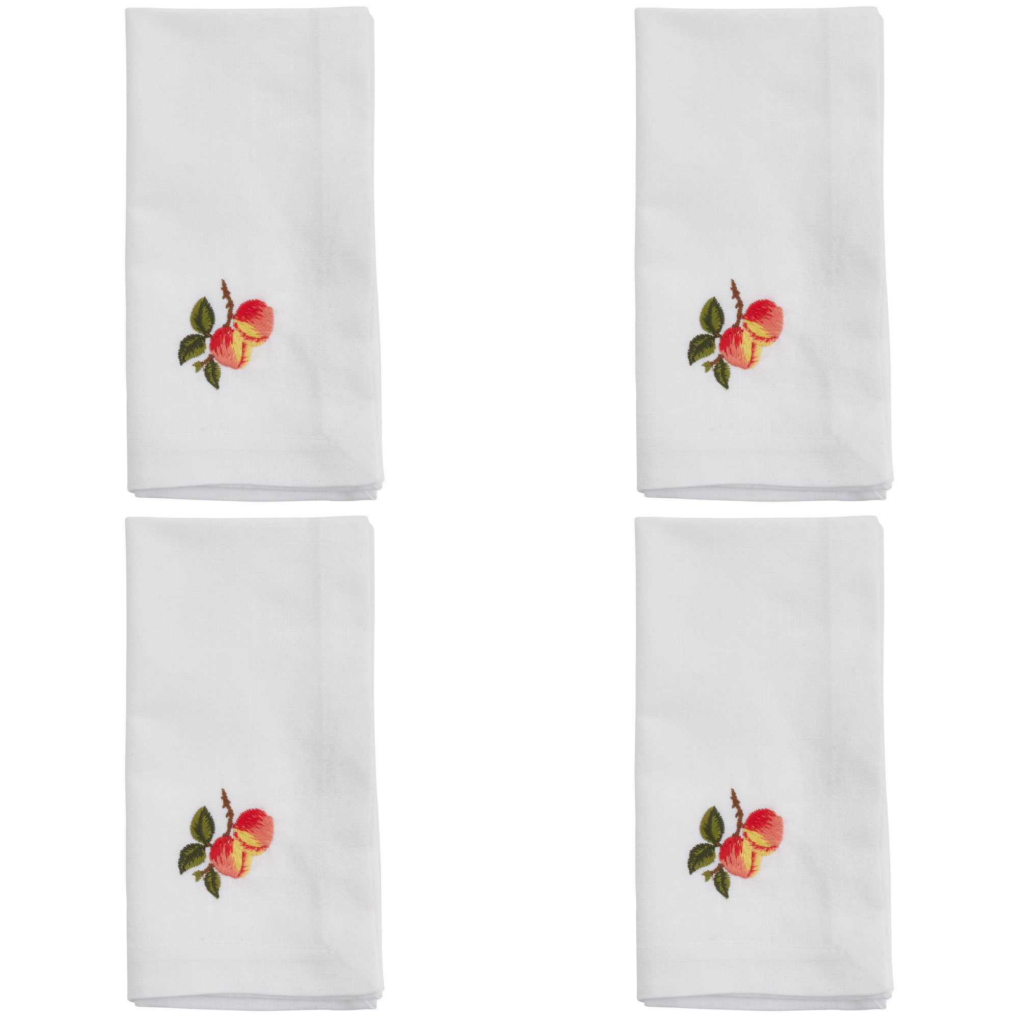Peach Design Embroidered 4 Piece Napkin Set