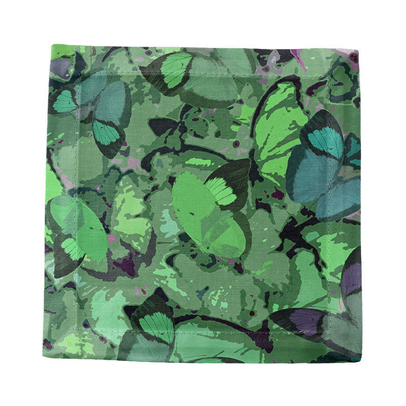 Mariposa Pop Hemstitch Cocktail 6" Linen/Cotton Napkin, Green