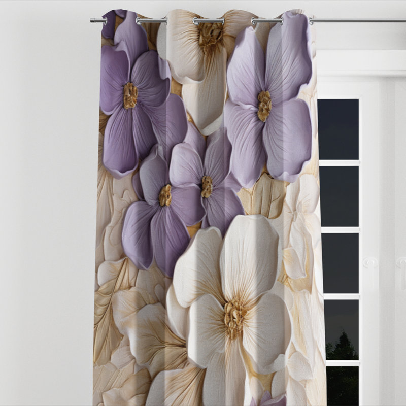 Minimalisme mauve et blanc - rideau occultant avec œillets - 1 panneau, l 52 po x L 108 po