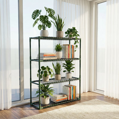 2-Piece 4-Tier S Metal Garden Shelving Unit