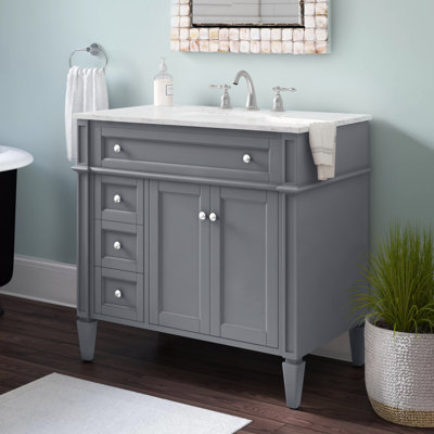 Rivers 36'' Single Bathroom Vanity with Marble Top