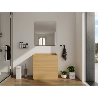 Meuble-lavabo de salle de bain de 30 po (29 1/8 po) sans lavabo, meuble-lavabo sous-comptoir moderne avec double tiroir, meuble-lavabo sur pied autoportant, bois d'ingénierie, chêne