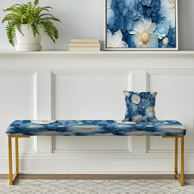Banc floral rembourré or