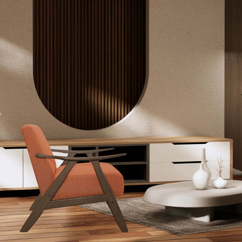Fauteuil Ayzlee, Tissu orange, Walnut