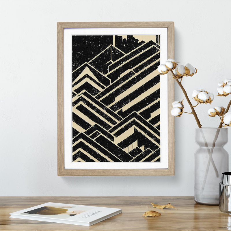 XC1022-3790X Retro City Skyline Art No.3 1 Piece Wall Art on Canvas, 64cm H x 46cm W, Oak Framed