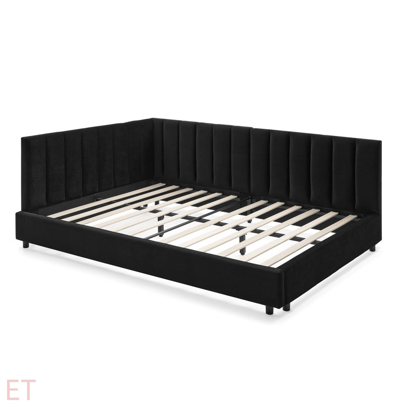 Full Size Upholstered Tufted Bed Frame, Sofa Bed Frame With Comfortable Backrest And Armrests, Full Size Bed For Bedroom, Living Room,Velvet(81''*60''*29.5'')