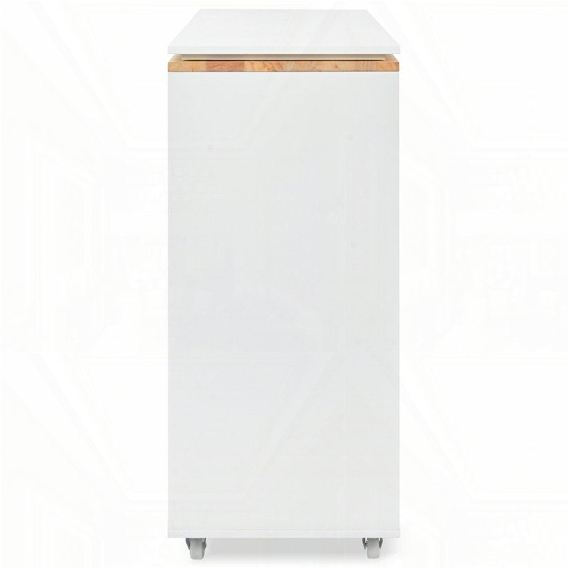 Îlot de cuisine roulant avec table allongée, Blanc