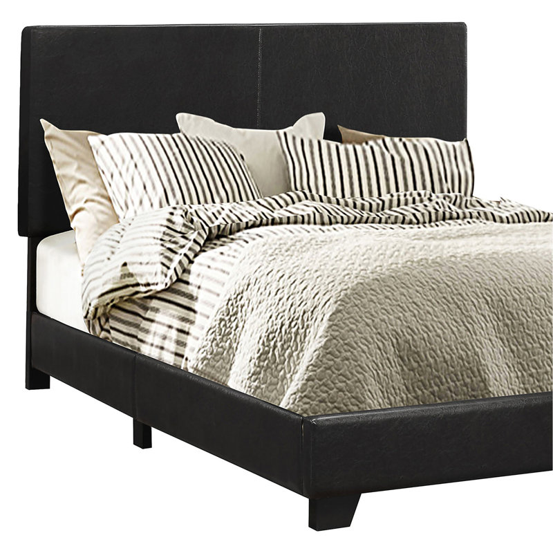 Black Upholstered Queen Panel Bed