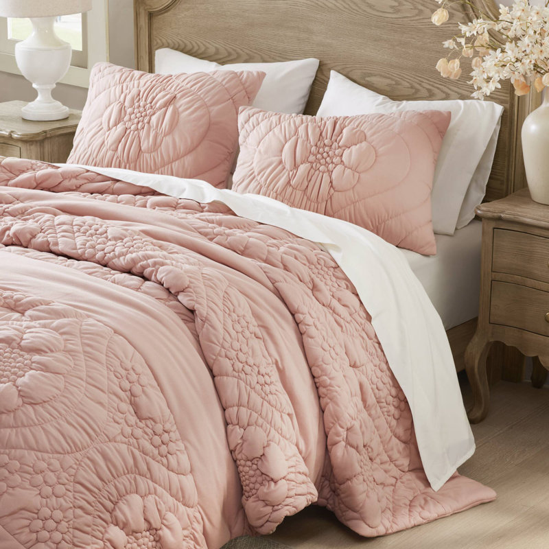  Ensemble d'édredon Elise Puffy, Très grand lit, Rose