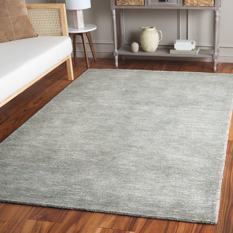 Kenrick Ebony Hand Tufted Wool Cotton Rug in Gray, Rectangle 5' x 8'