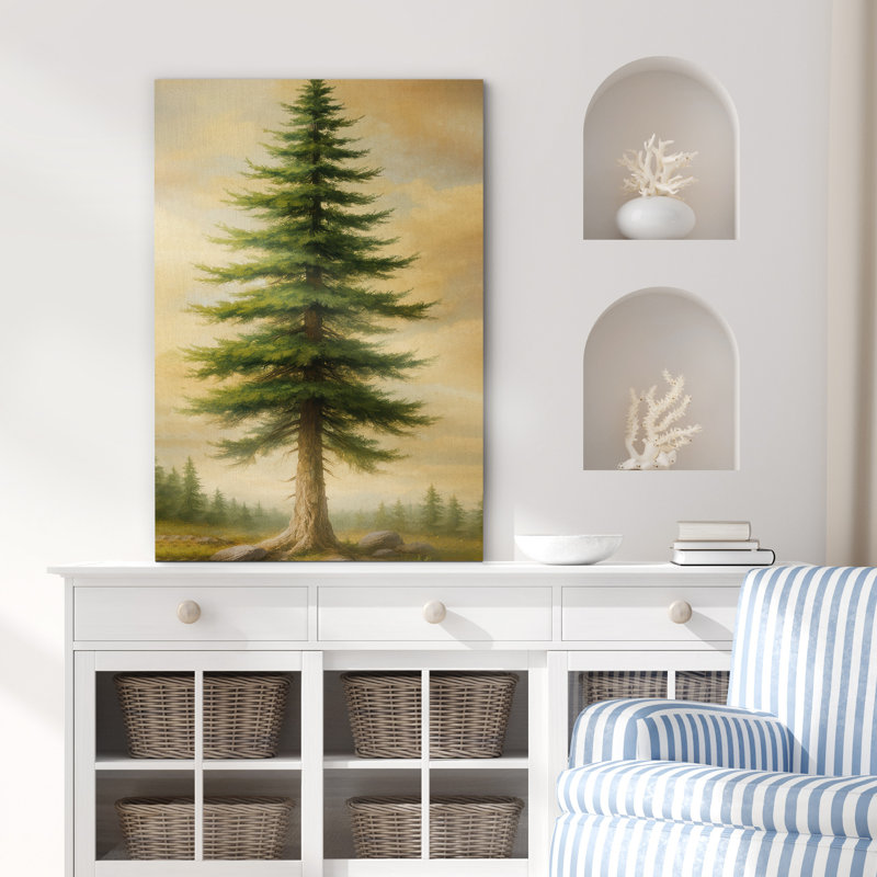 «Lone Pine Tree Golden Horizon Scenic Landscape», reproduction d'art sur toile encadrée très grande, H 24 po x l 16 po