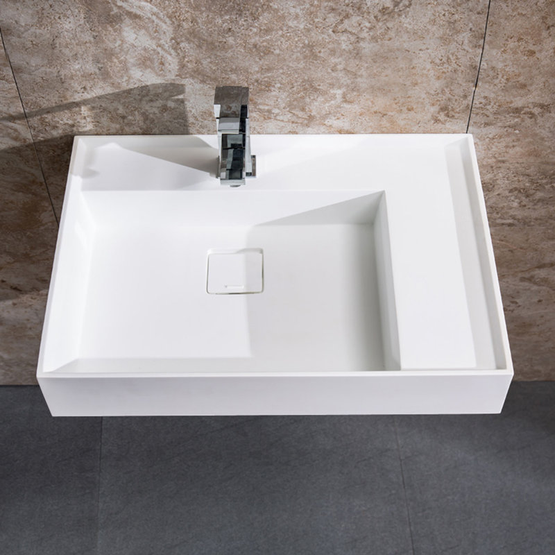 Dowell 30'' White Solid Surface Stone Rectangular Wall Mount Bathroom Sink